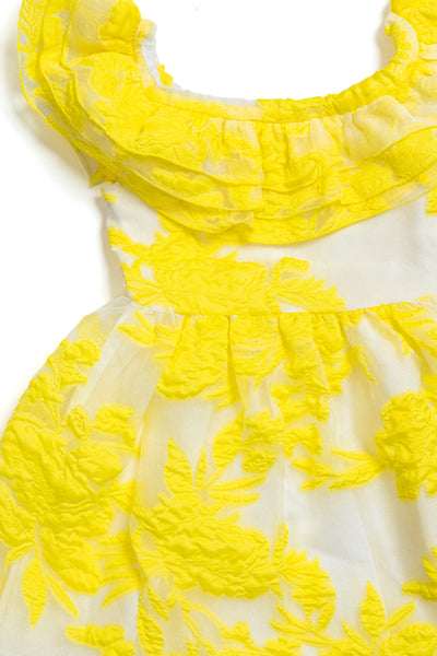 Жълта рокля от флорална органза