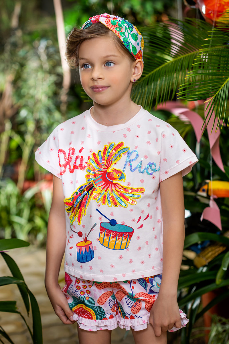 Тениска с красив декориран папагал