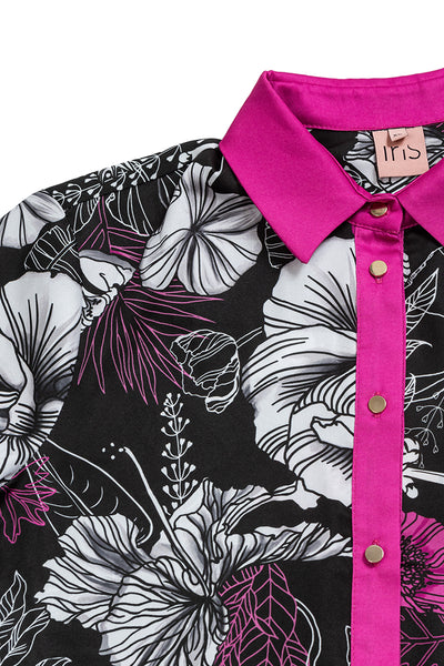 Сет от риза и панталон с принт на хавайски цветя